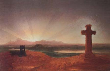 Thomas Cole Unfinished Landscape (The Cross at Sunset) (mk13) Sweden oil painting art